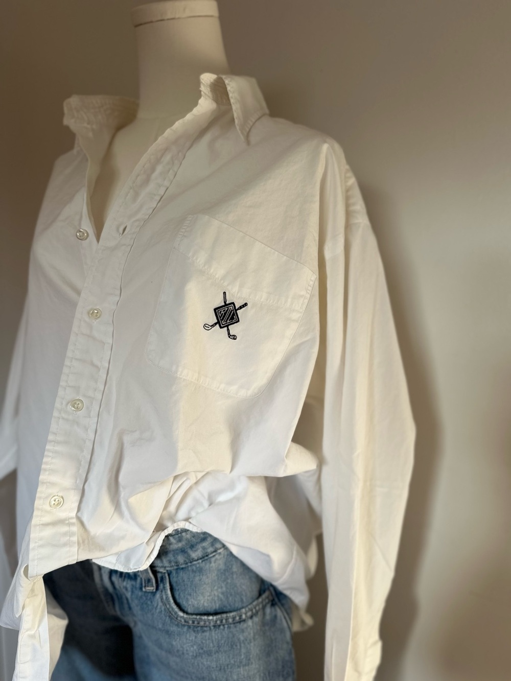 VTG Ralph Lauren Golf Collection Preppy Academia Embroidered Button Up Large
